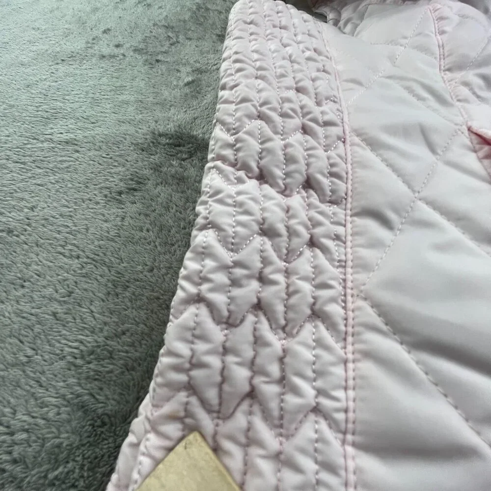 Vintage Nike Quilted Vest Womens Small Pink Faux Fur Collar Running Full Zip Y2K - Picture 5 of 14